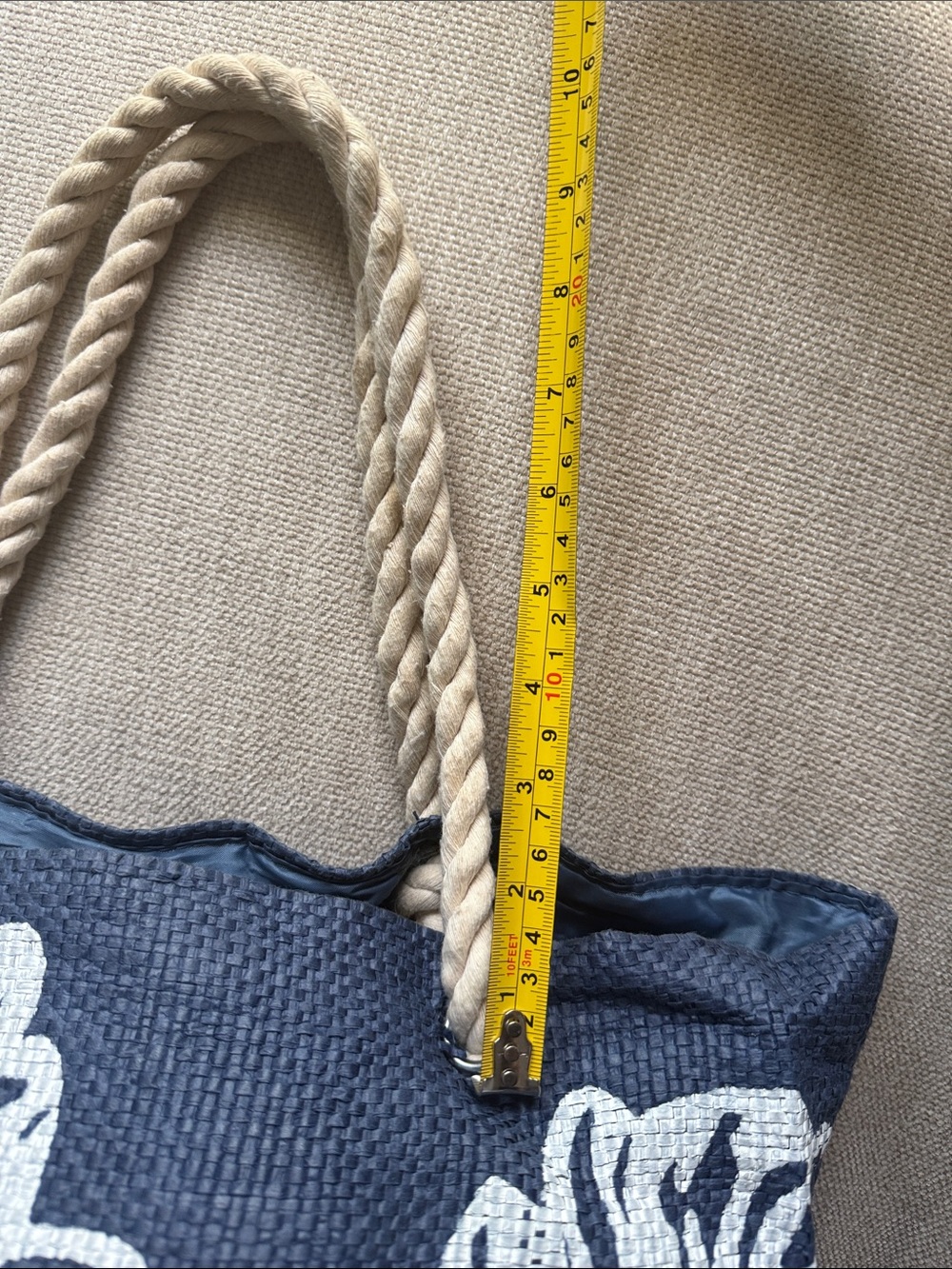 Navy Floral Rope-Handle Tote Bag - Picture 4 of 7
